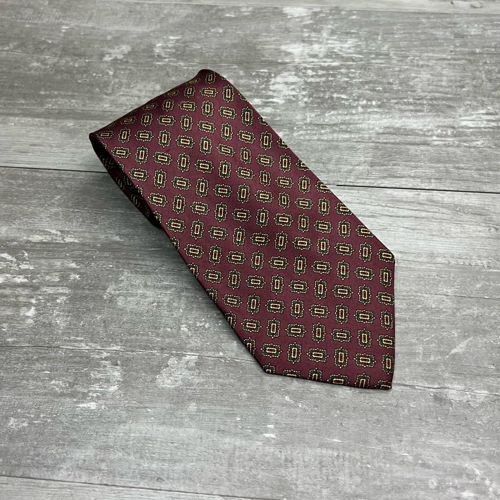 Burberry Mauve W/ Olive & Gold Check Silk Tie